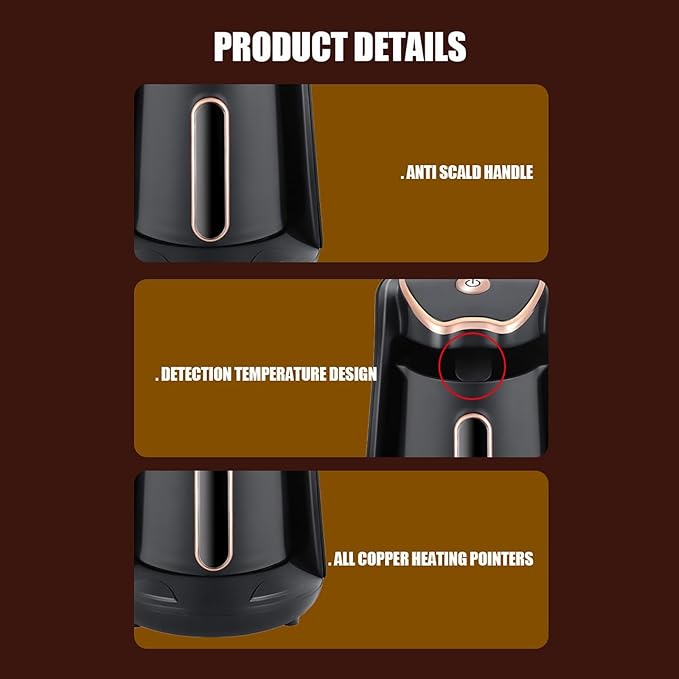 Cafetera Automática Turca, 600W, Capacidad 1-4 Tazas, Protección Contra Derrames miniatura 6