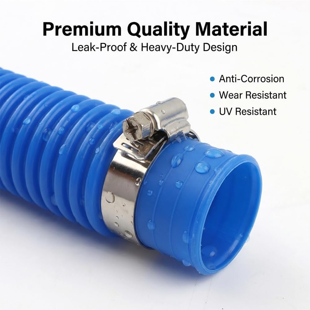 Pool Hoses for Above Ground Pools, 4 Pack 1.25 x 59 Inch Pool Filter Pump Hoses, Pools Filter Hose Accessory Pools Pump Replacement with 8 Metal Clamps and 2 Pipe Holders(COLOR:Blue)