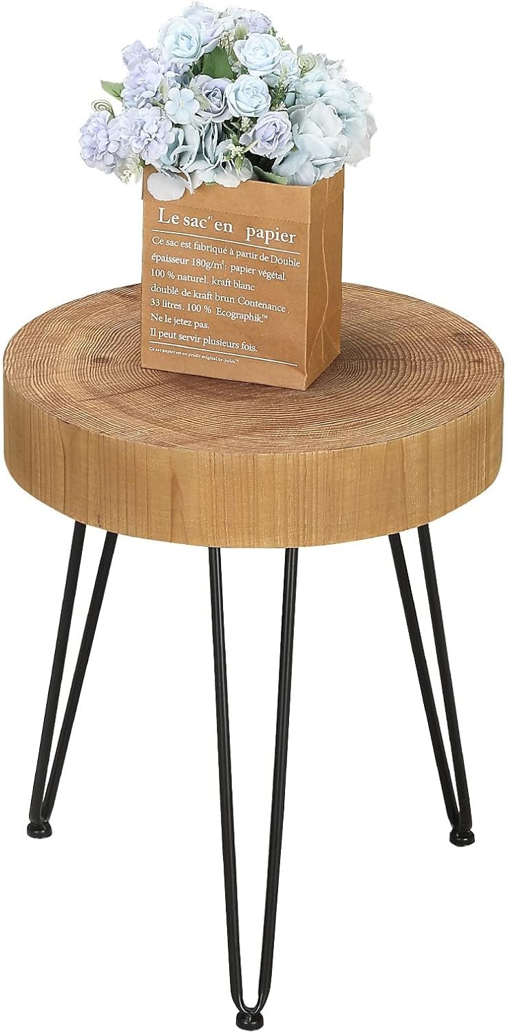 RUSTOWN Farmhouse Round Coffee Table Set of 2, Cocktail Table Set, Modern Circle Natural Wood Finsh Side and End Table Sets for Living Room(Planar, Natural)