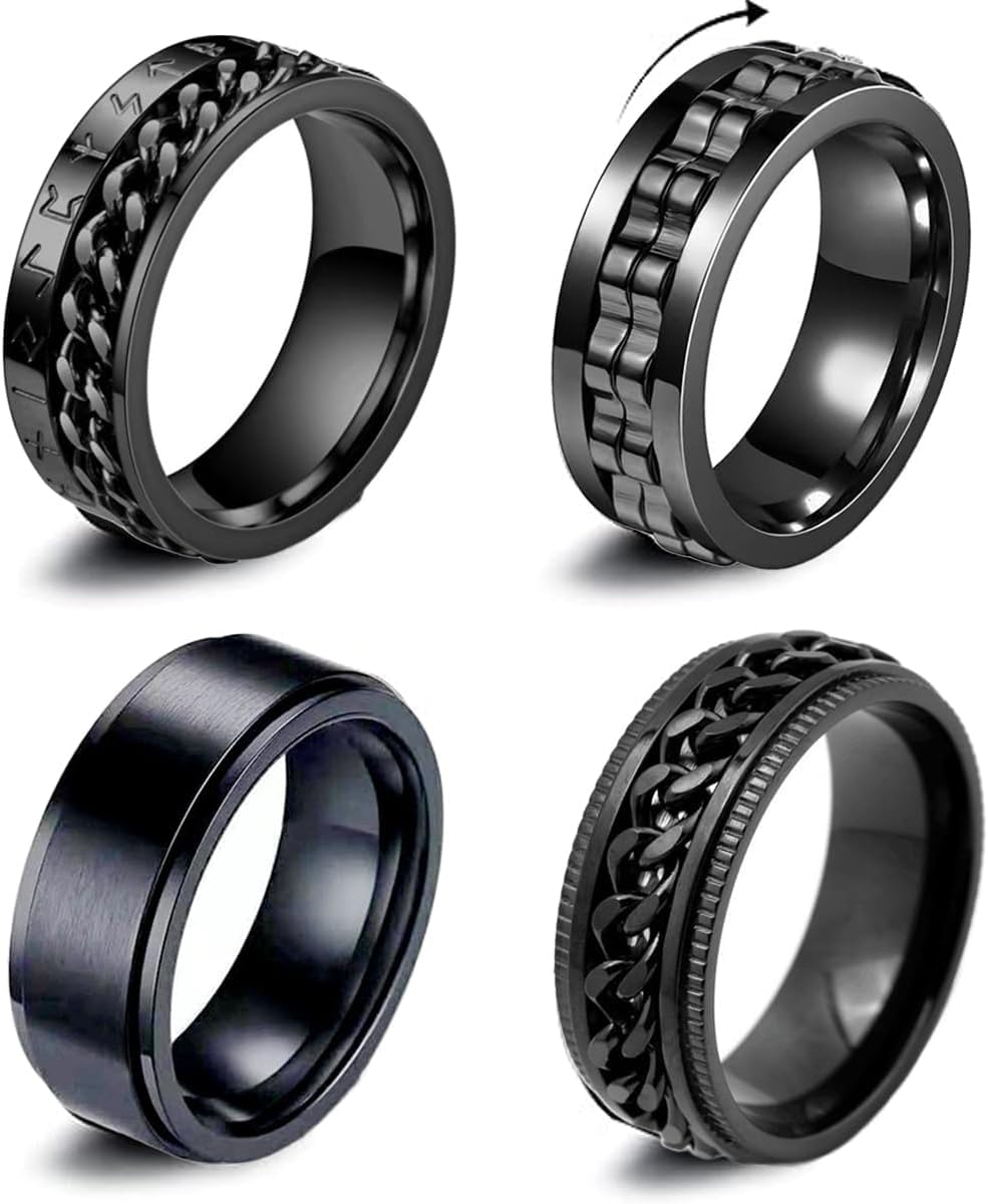 Stainless Steel Anxiety Spinner Ring for Adults Fidget Ring for Women & Men with Smooth Rotation - Stress Relief, ADHD Focus, Sensory Toy
