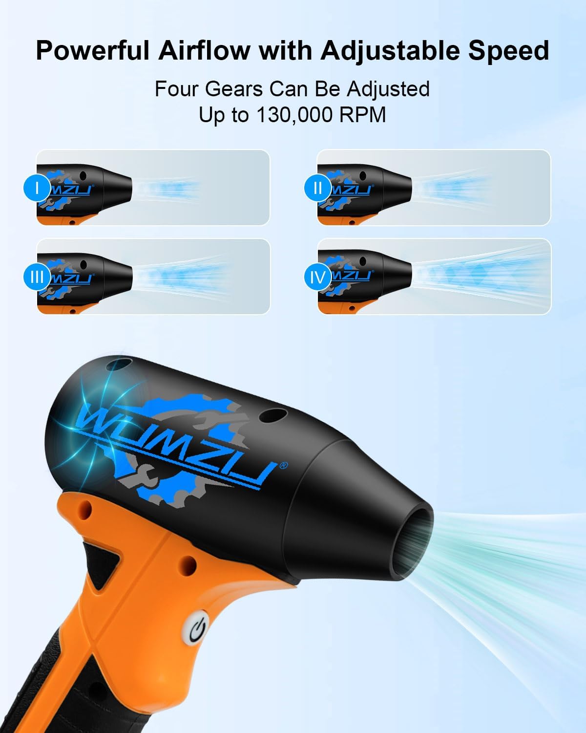 Portable High-Speed Compressed Air Duster with 130000 RPM Turbo Fan Compatible with DeWalt 20V Battery for Computer Keyboards PC and Car Cleaning (Battery Not Included) - Image 2