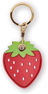Leather Keychain Case Holder Compatible with Apple AirTag, GPS Airtag Keychain Finder Tracker with Key Ring, Anti-Scratch Protective Air Tag Cover for Keys, Wallet(Strawberry)