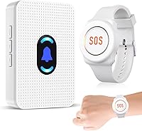 Vista 1 de Daytech Wireless Caregiver Pager Call Button for Elderly at Home Life Alert Systems for Seniors Disabled Patient 1 Emergency Watch 1 Receiver
