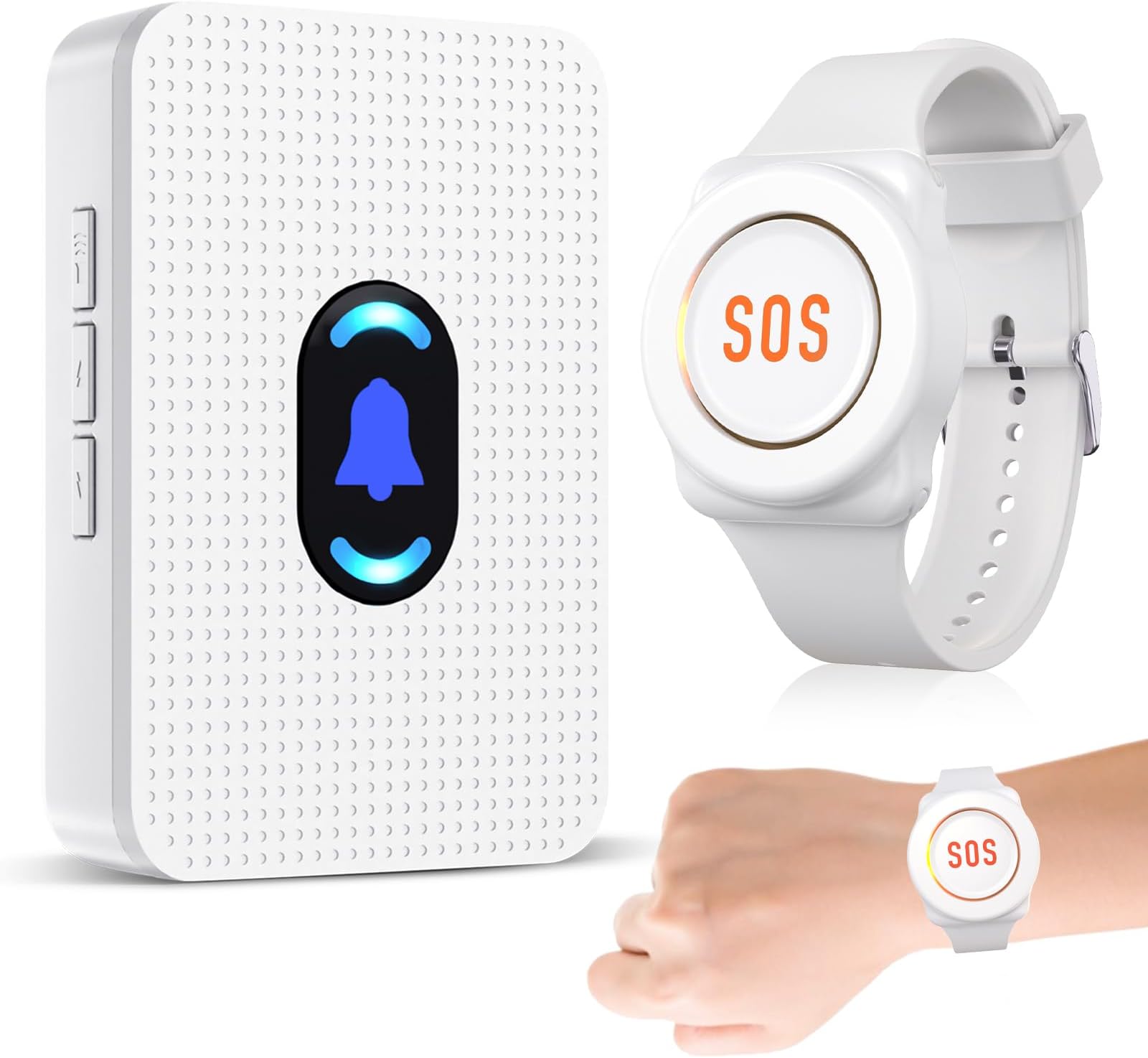 Daytech Wireless Caregiver Pager Call Button for Elderly at Home Life Alert Systems for Seniors Disabled Patient 1 Emergency Watch 1 Receiver