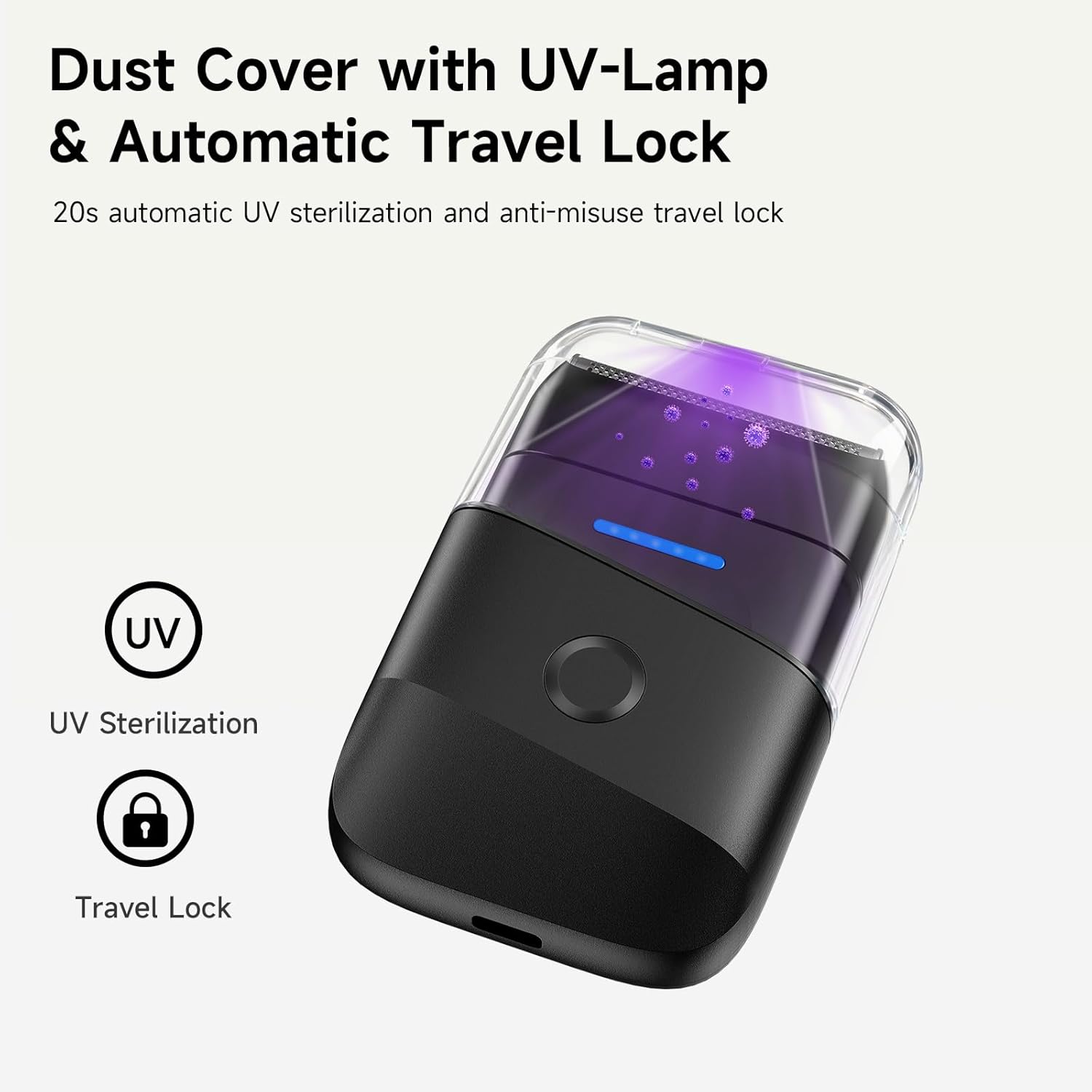 Electric Razor for Men, Protable Foil Shaver with Double Floating Blade & UV Lamp, IPX7 Electric Shavers for Men, Cordless Razor with Auto Travel Lock, USB-C Rechargeable Trimmer with Wet & Dry