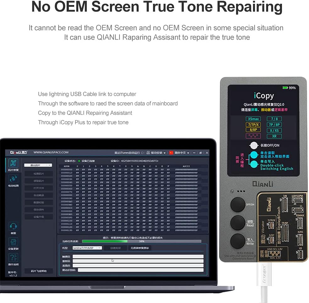 icopy plus 2 1 multifunction programmer for iphone 8 8 plus x xr xs xs max 11 11 pro 11 pro max repair light sensor true tone battery