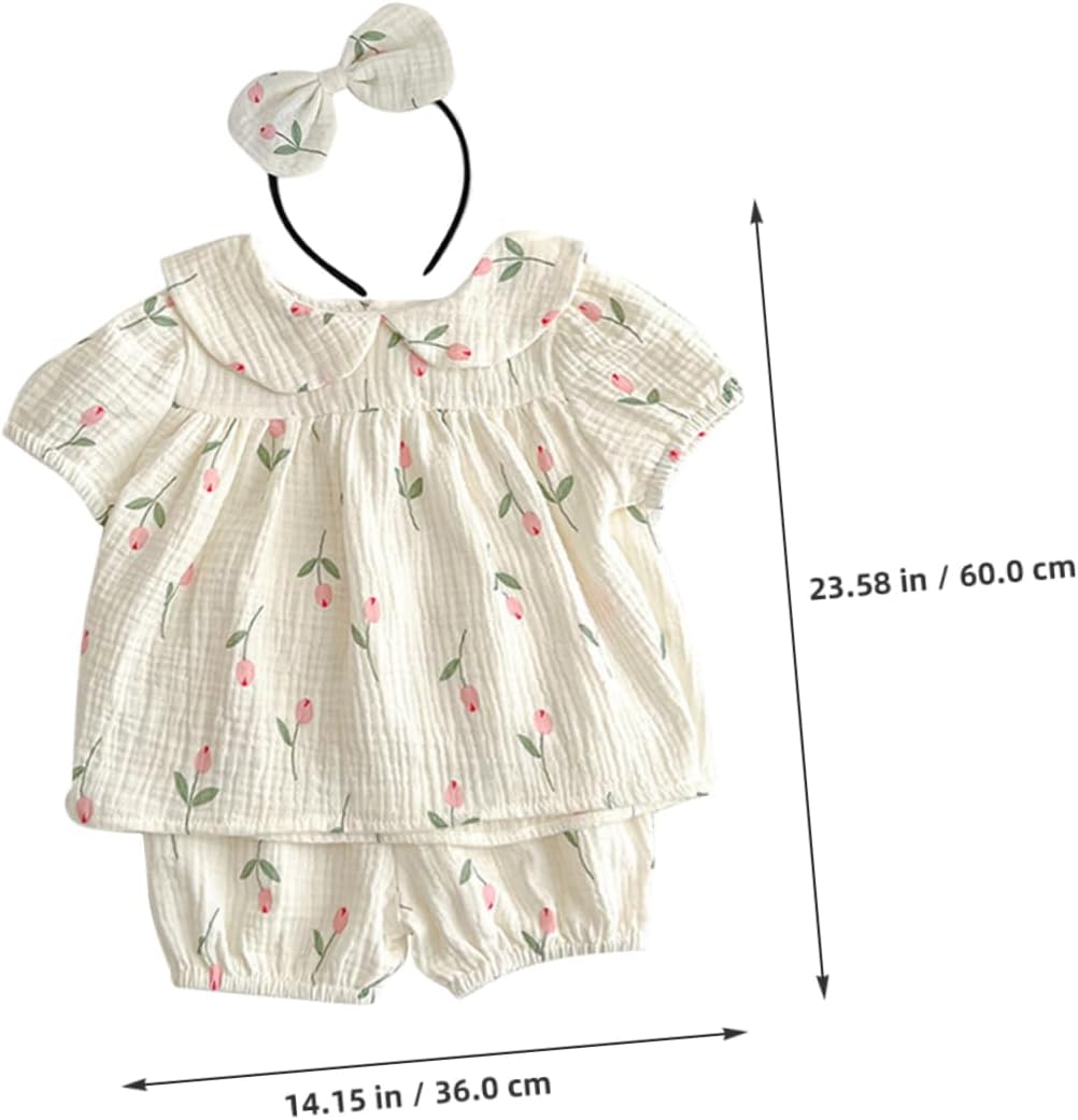 1set Newborn Girl Outfit Short Sleeve Print Bodysuit Breathable for Parties and Daily Wear Easy Diaper Changes