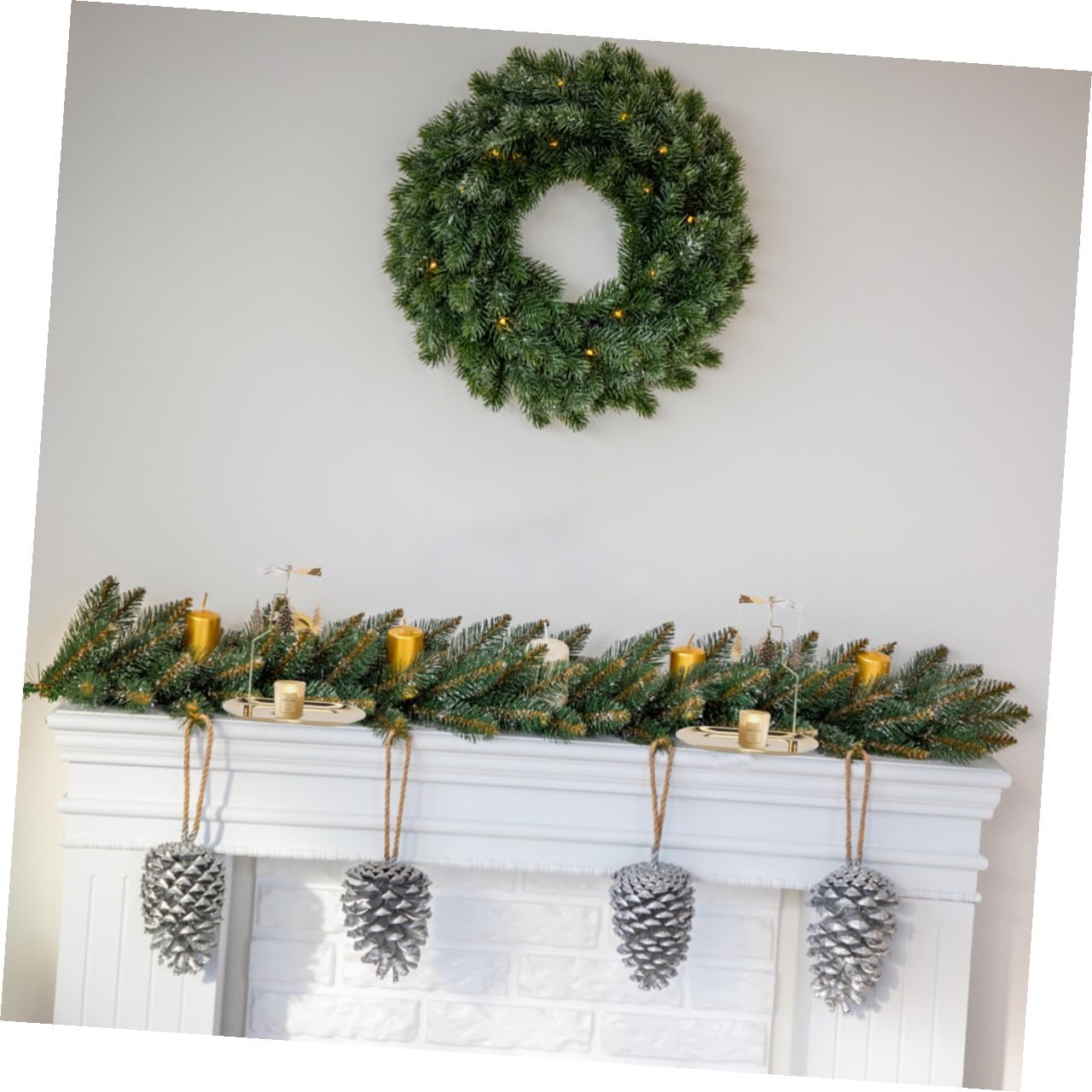 Cabilock Christmas Candle Holder Set with Rotating Metal Christmas Tree and Small Golden Tray, Decorative Candlestick Stand for Holiday Desktop Décor and Festive Table Centerpiece