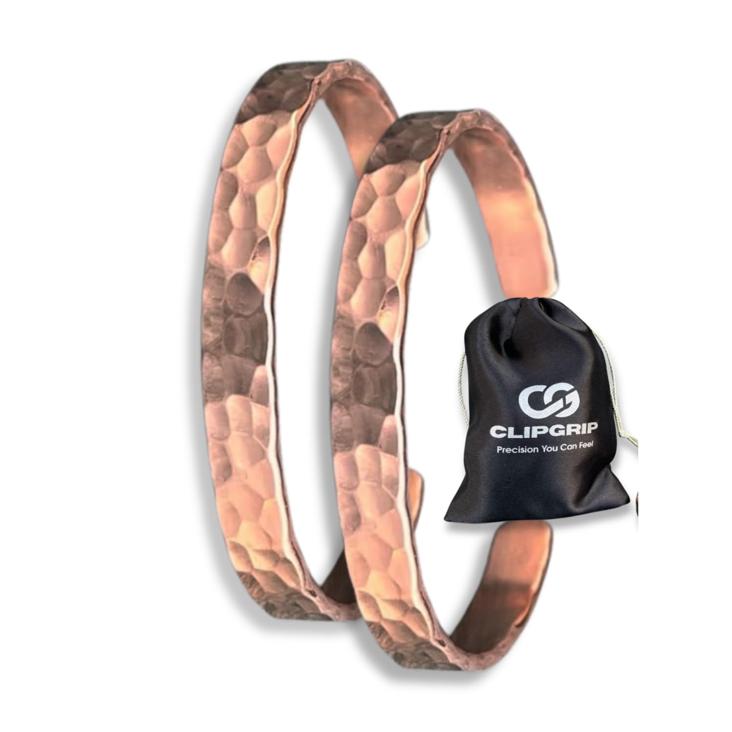 2 Pack - Pure Solid Copper Bracelet for Men & Women, Handmade Hammered Tibetan Cuff