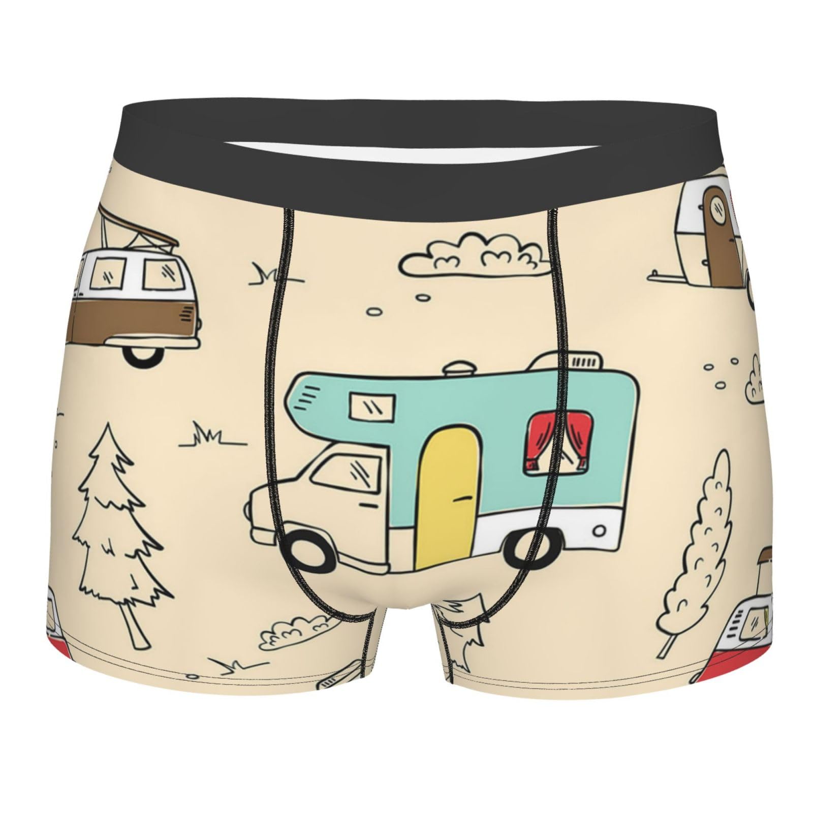 ZORIN Men'S Boxer Briefs Colorful Campervans Tree Soft Mens Trunks Black