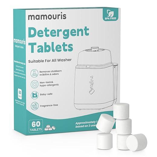 60PCS Detergent Cleaning Soap Tablets: for Momcozy Baby Brezza Grownsy Papablic Bottle Washer- Compatible with All Brands Baby Bottle Washers