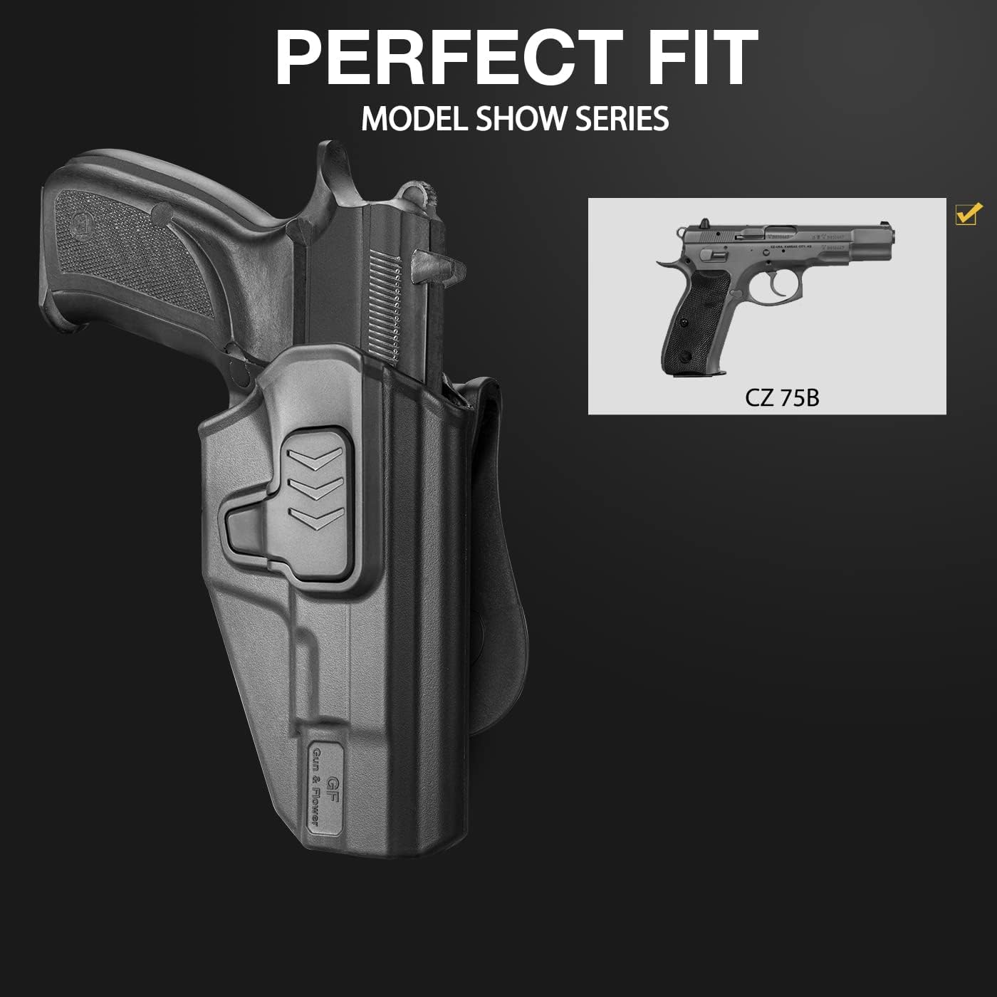 CZ 75 B Holster, OWB Paddle Holster Fit CZ 75 B Only, Not for Other CZ Series. Outside Waistband Carry Holster,Index Finger Release System/360 Degrees Adjustable, Right Hand
