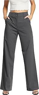 femiss Women\'s Wide Leg Trousers Tailored Office Work Smart Formal Relaxed Fit Trouser