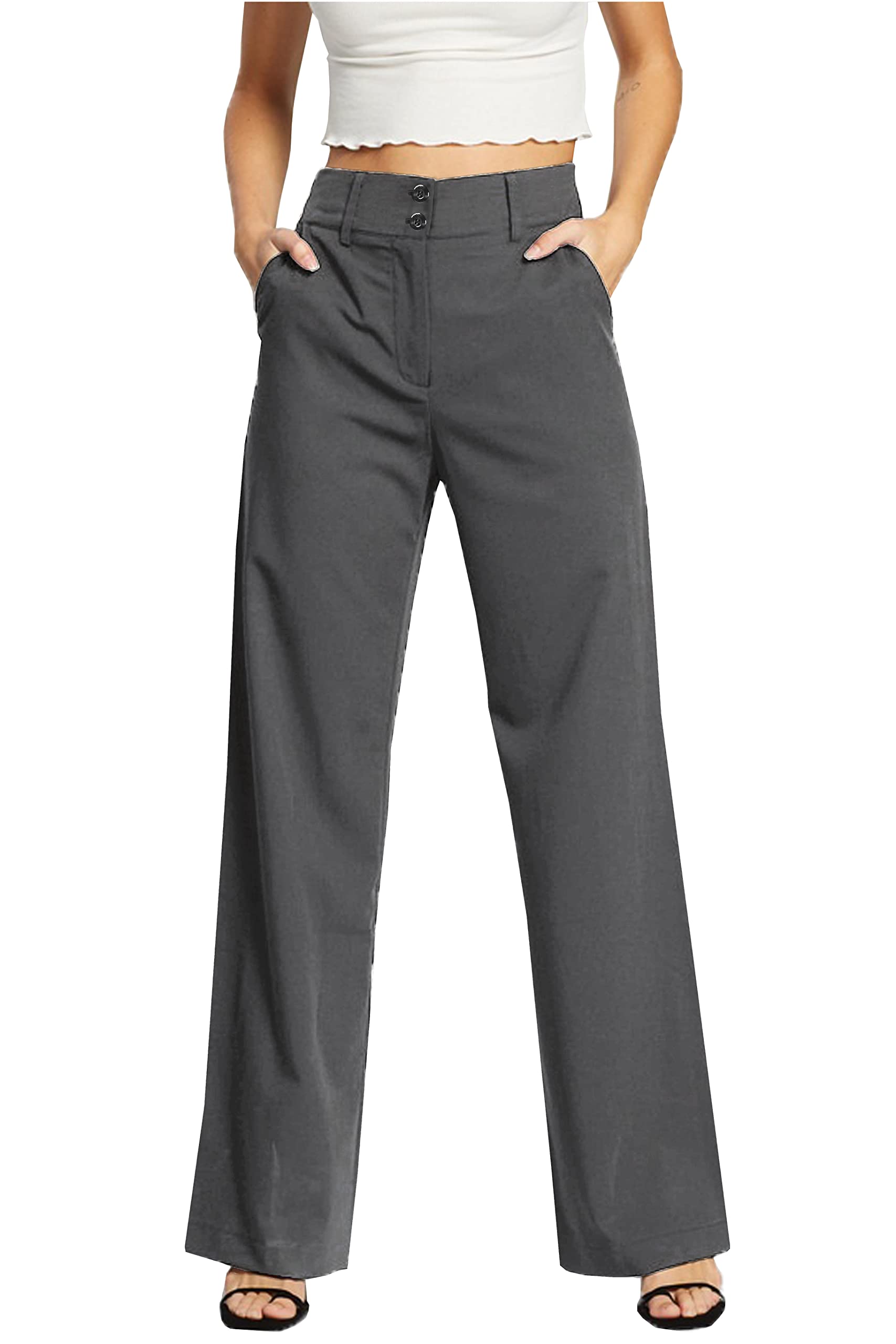 femiss Pantaloni da donna a gamba larga su misura per ufficio lavoro elegante formale vestibilità rilassata pantaloni