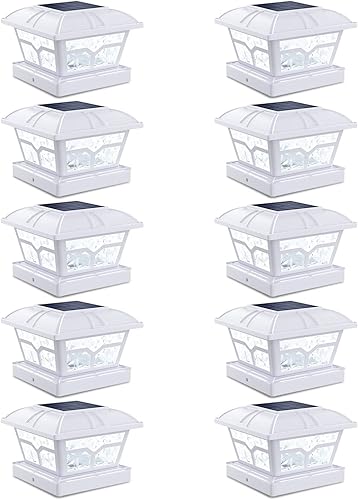 Miniatura 16 de SIEDiNLAR Luces solares para postes al aire libre, 2 modos de color, 8 LED para postes de 4 x 4, 5 x 5, 6 x 6 pulgadas, decoración de valla, patio