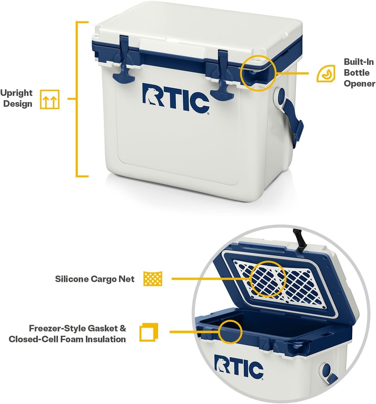 RTIC Ultra-Light 22 Quart Hard Cooler Insulated Portable Ice Chest Box for Drink, Beverage, Beach, Camping, Picnic, Fishing, Boat, Barbecue, 30% Lighter Than Rotomolded Coolers