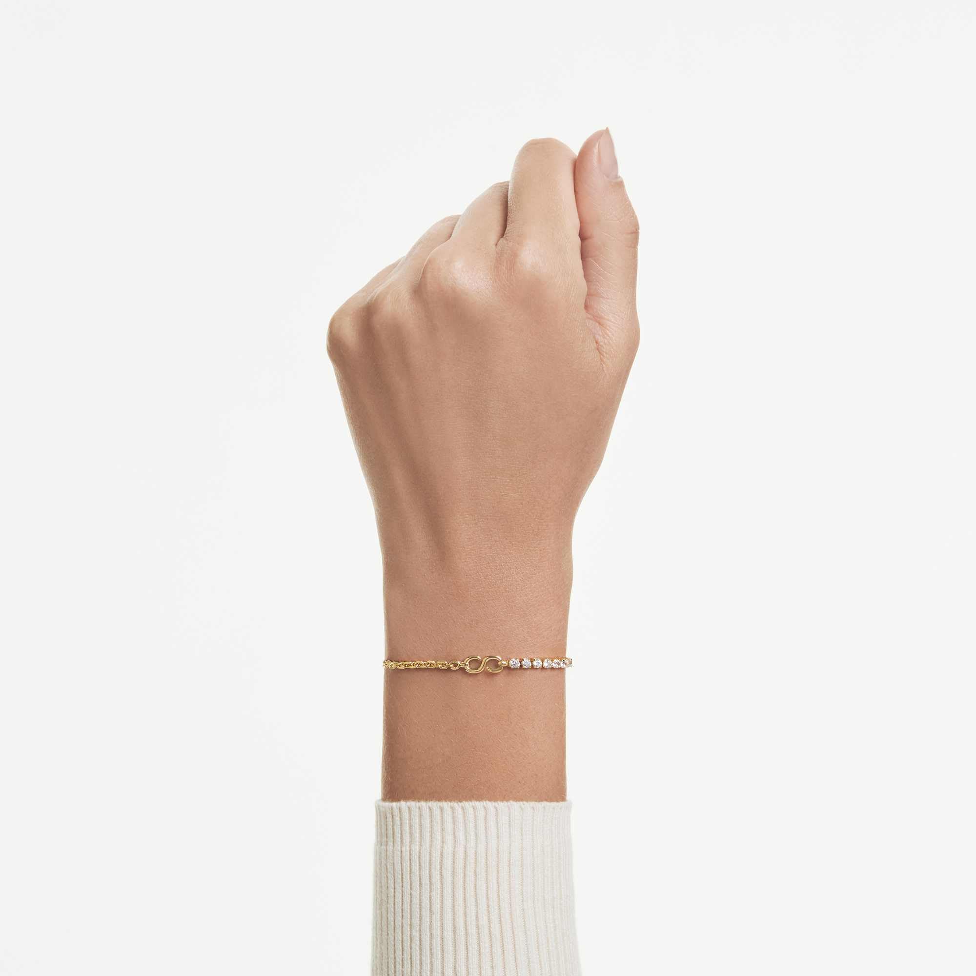 Swarovski Matrix Bracciale, Taglio Rotondo, Bianco, Finitura Oro 18 Carati