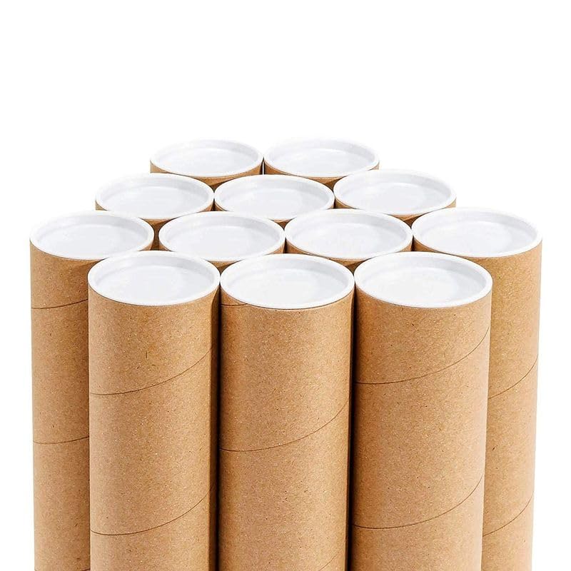 12-Pack Mailing Tubes with Caps, 1.5