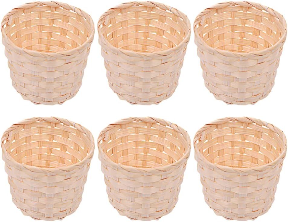 NUOBESTY 6Pcs Mini Woven Basket, Small Wicker Baskets Miniature Flower