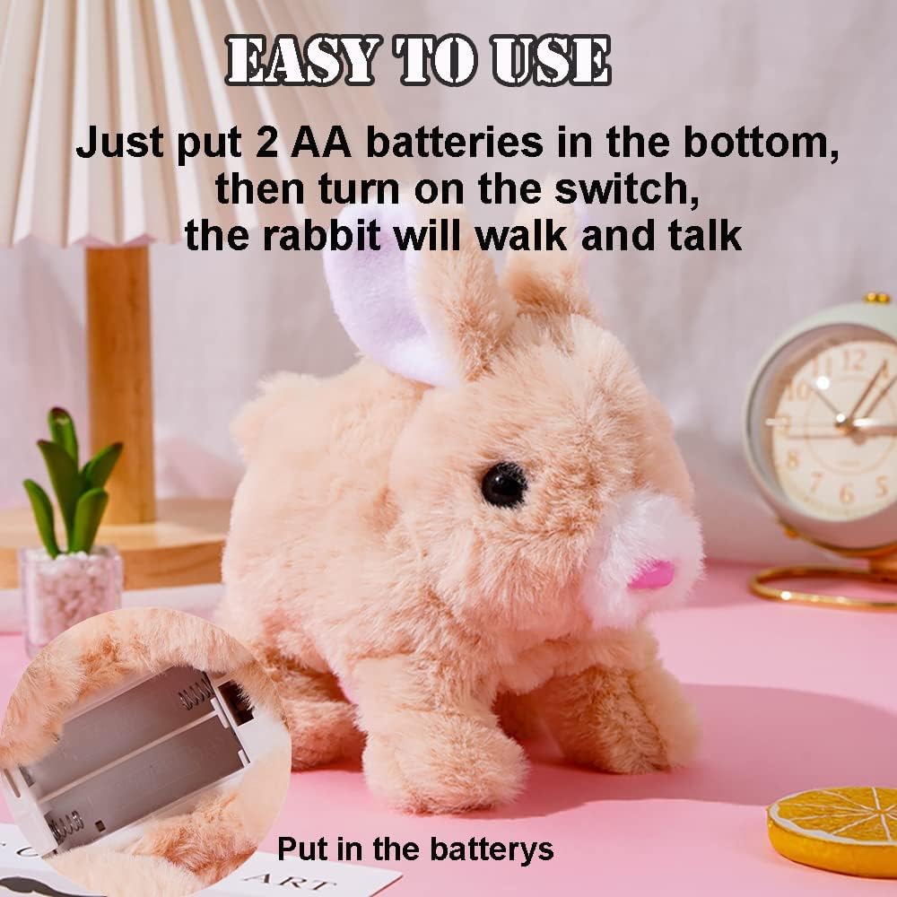 My Realistic Bunny Toy,Interactive Rabbit Toy,Easter Bunny for Children,Cute Walking and Talking Jumping(Longhair/Brown) - Image 3