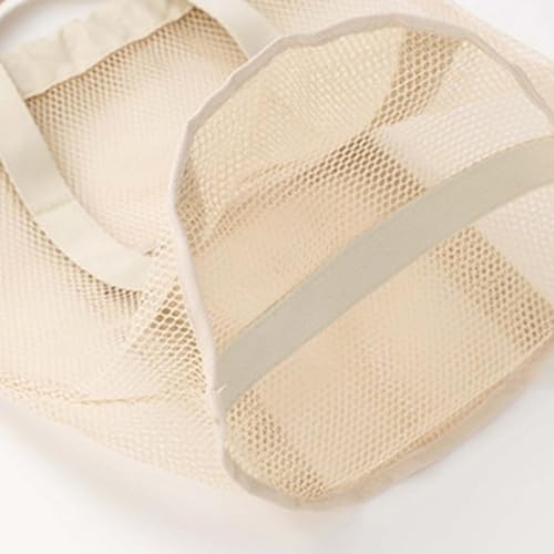 Miniatura 7 de Neceser de malla con diseño de cordón, organizador de ducha de malla de mano, plegable, ligera, para viajes, Púrpura claro