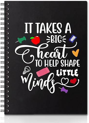 It Takes A Big Heart - Cuadernos en espiral de tapa dura de 160 páginas de 6 x 8 pulgadas para escribir y dibujar, divertido diario negro o regalo