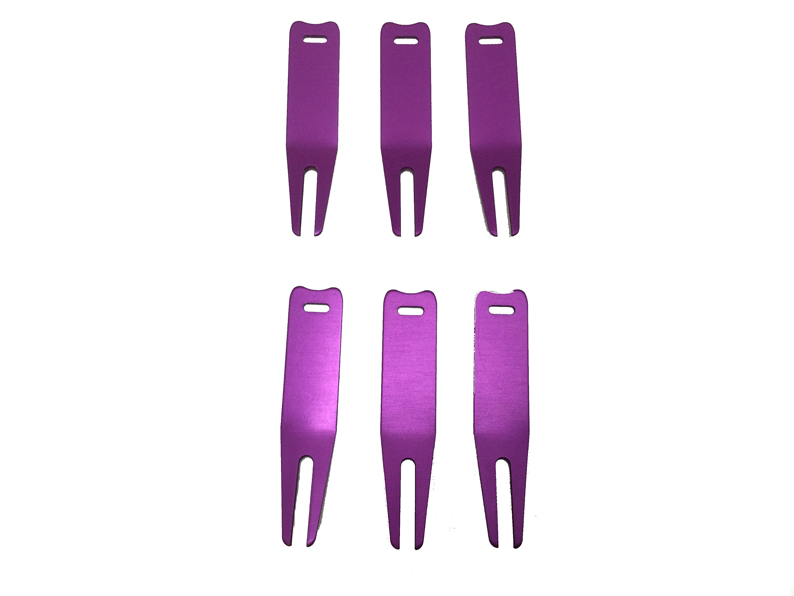 Golf Divot Repair Tool, Perfect for Fxing Divots Left in Greens, 3 inches Fork Curved Accessories, 6 Pieces ~ Purple