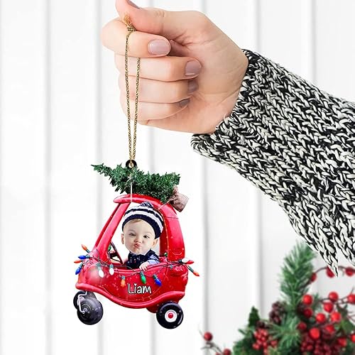 Miniatura 7 de IZI POD Foto personalizada con nombre de adorno de bebé, adorno personalizado de automóvil de Navidad para decoración de árbol de Navidad, regalo de