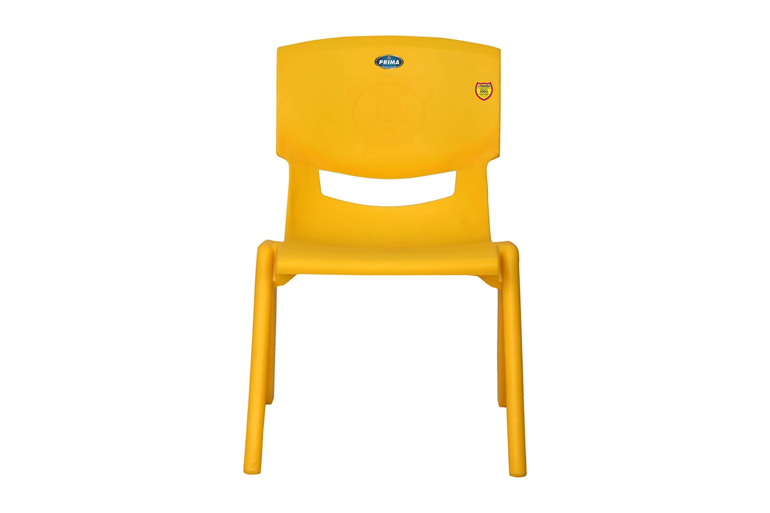Prima Baby Plastic Chair 120 Strong Durable and Comfortable with Backrest for | Kids | Study | Play for Home/School/Dining for 2 to 6 Years Age, Yellow