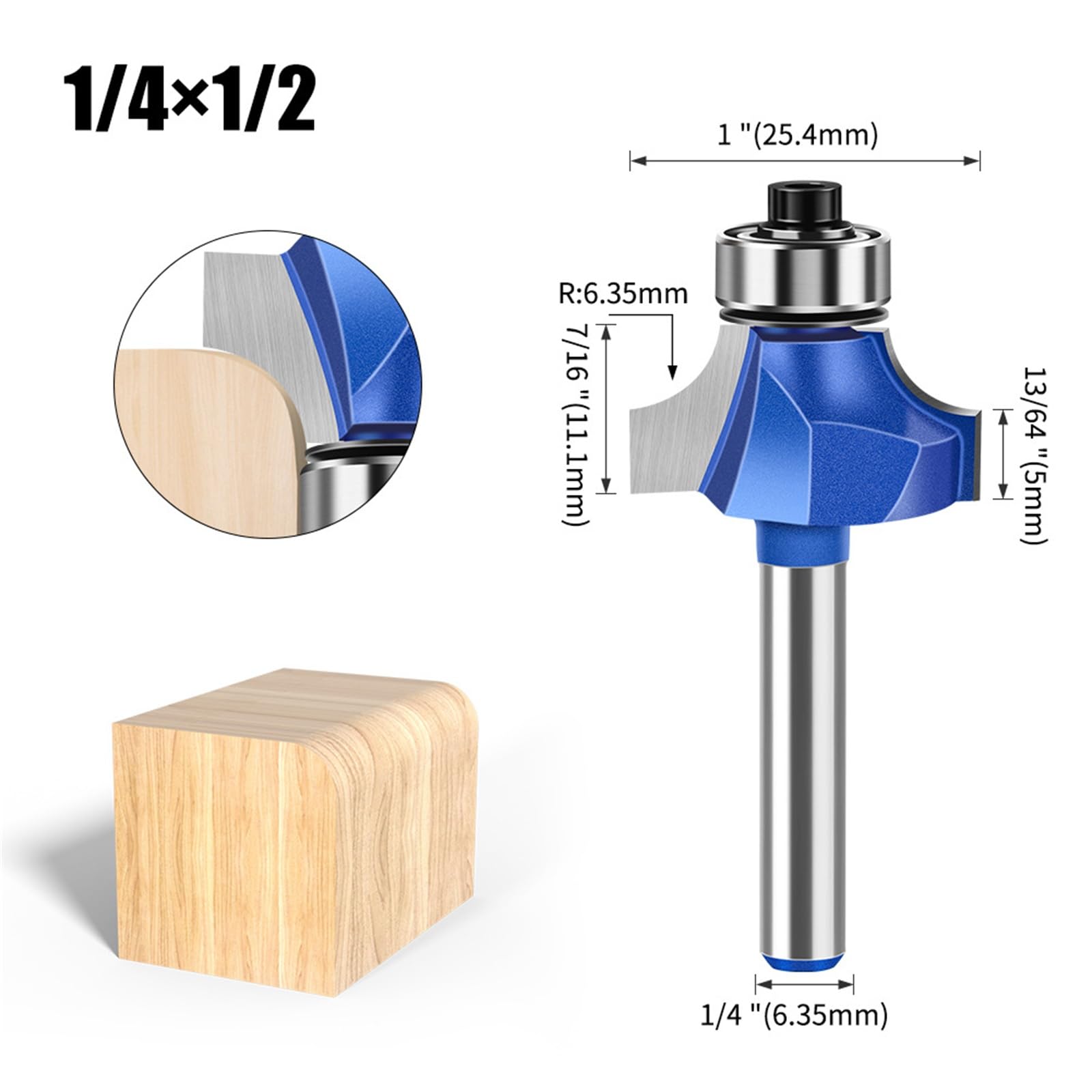 MACHSWON Round Over Router Bits 1/4" Shank,Roundover Beading Router Bit,Tungsten Carbide Blades,Corner Rounding Edge-Forming,Round Over Edging Router Bits 6.35mm Radius - Image 2