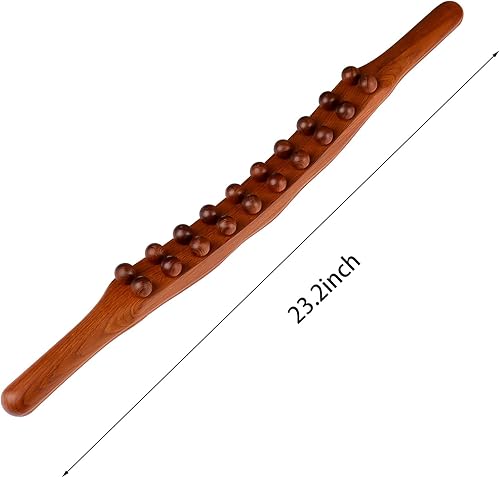 Miniatura 4 de Guasha - Herramienta de masaje de madera con 20 cuentas, rodillo de masaje de madera, masajeador de drenaje linfático para moldear el cuerpo,