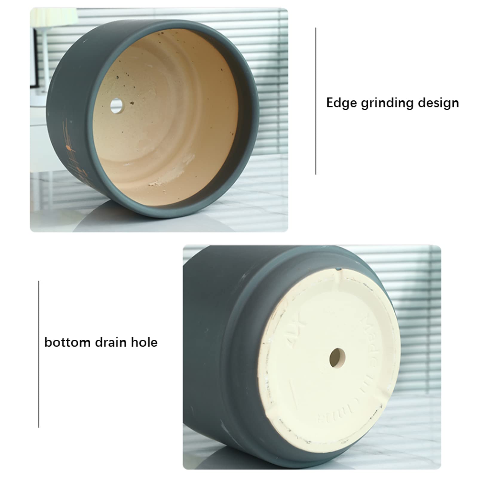 Vasi da Giardino Stampa di vasi per Piante da Fiore in Ceramica, fioriere cilindriche da 7/8/9 Pollici con Fori di drenaggio per la Decorazione Moderna dell'home Office