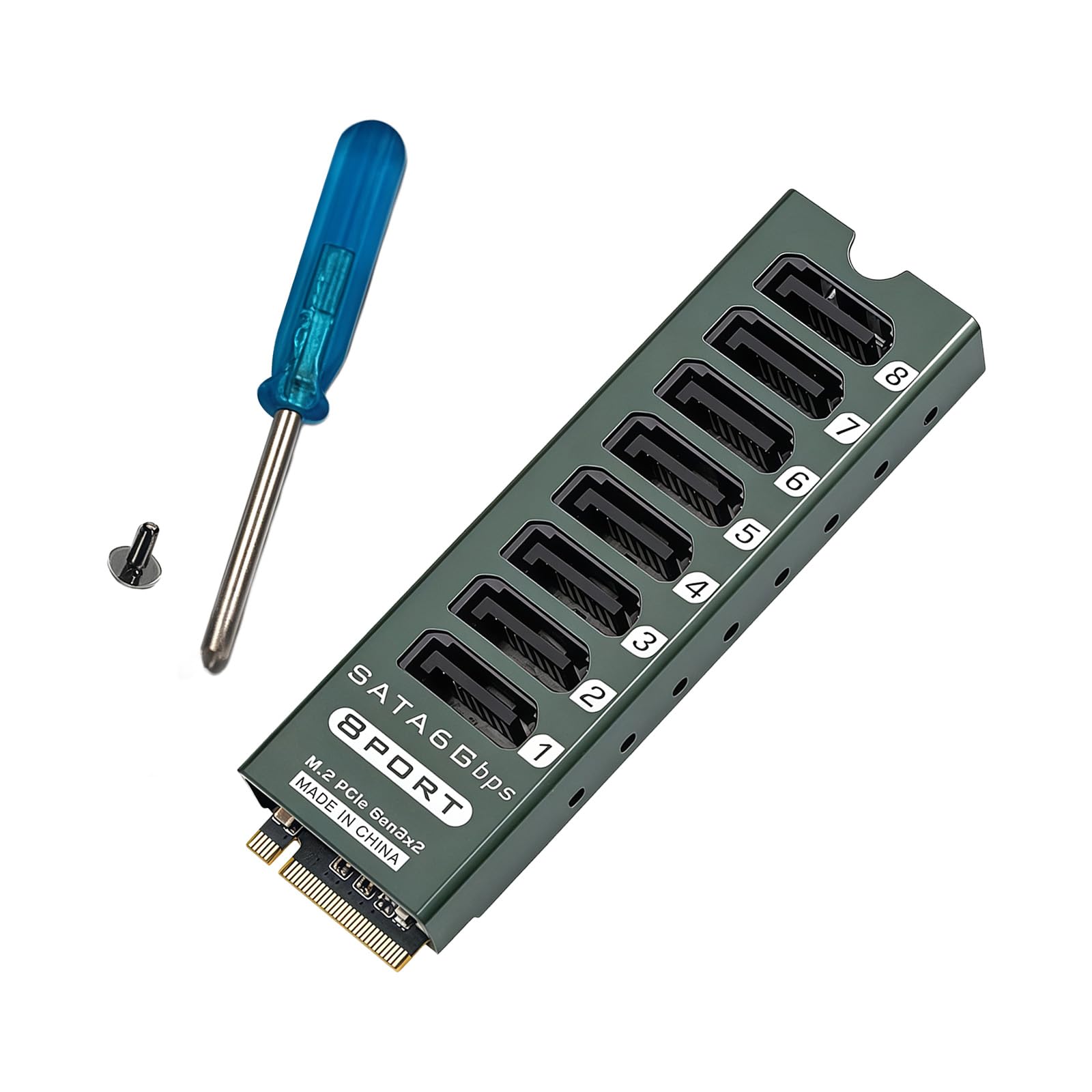Konwerter Pcie Na Sata3, Obsługuje Jednoczesne Podłączenie 8 Dysków Twardych, Prędkość Transferu 6 Gb/s, Obudowa Ze Stopu Aluminium I Kontrolki Led