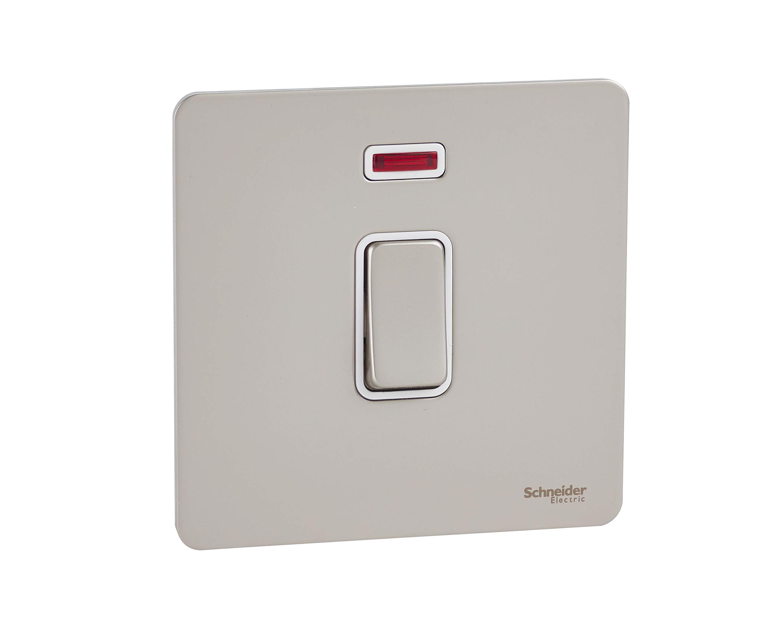 Schneider Electric GU2411WPN Switch, Ultimate Screwless flat plate, 20A, 2-pole, neon, white & pearl nickel