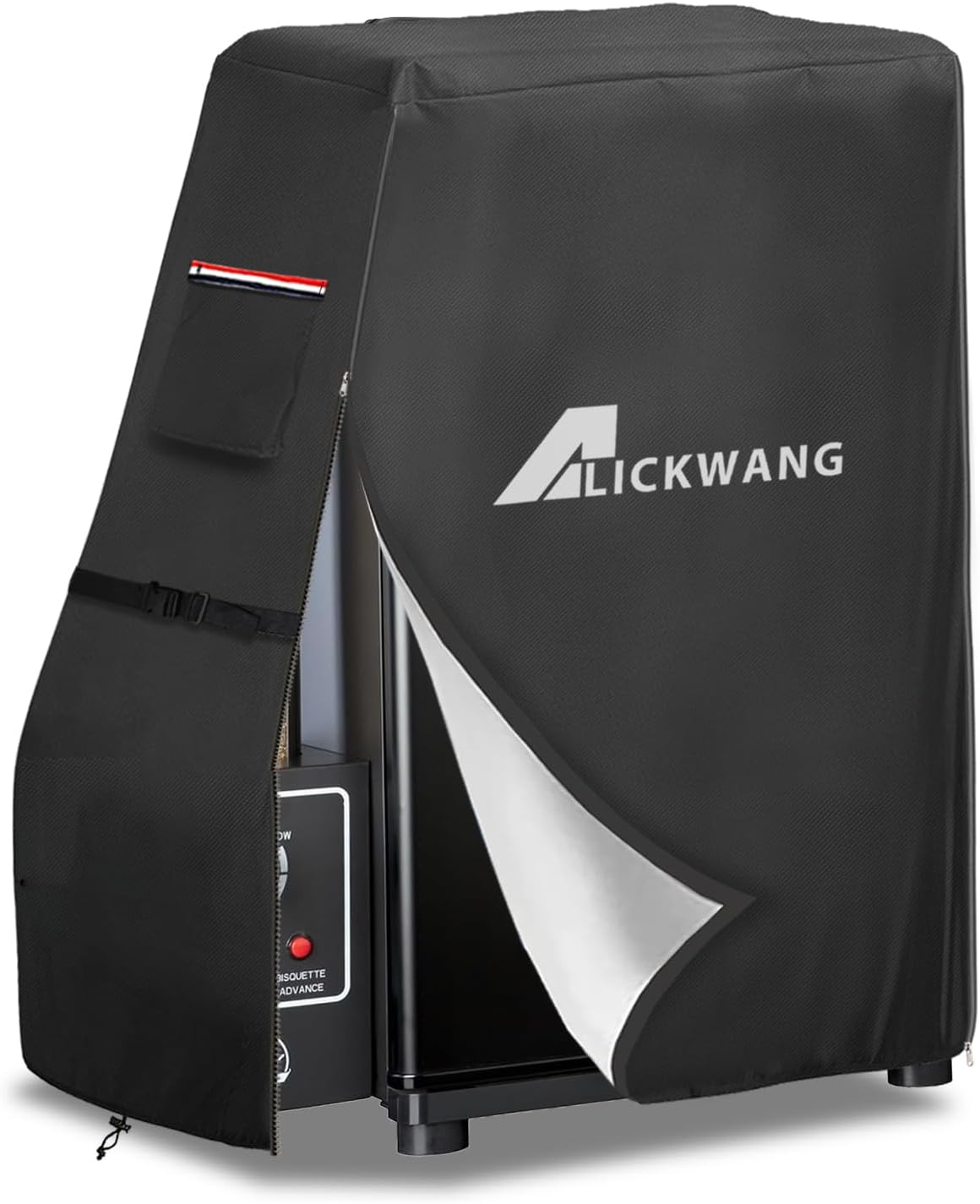 990025 Heavy Duty 600D Waterproof Electric Smoker Cover with Zipper for BS611 4-Rack Natural Draft Vertical Electric Smoker/BTDS76P 4-Rack Natrual Draft Digital Vertical Smoker