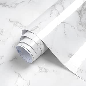 Dimoon 15.7''x78.7'' Marble Peel and Stick Wallpaper White Granite Contact Paper for Countertops