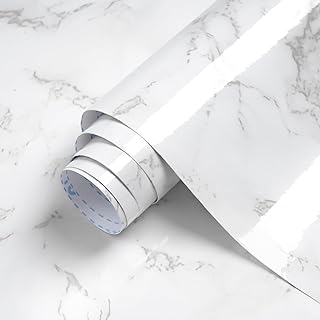 Dimoon 11.8''x78.7'' Marble Peel and Stick Wallpaper White Granite Contact Paper for Countertops Waterproof Kitchen New Environmentally Friendly Materials Thickening Upgrade Renter Friendly Vinyl Wrap