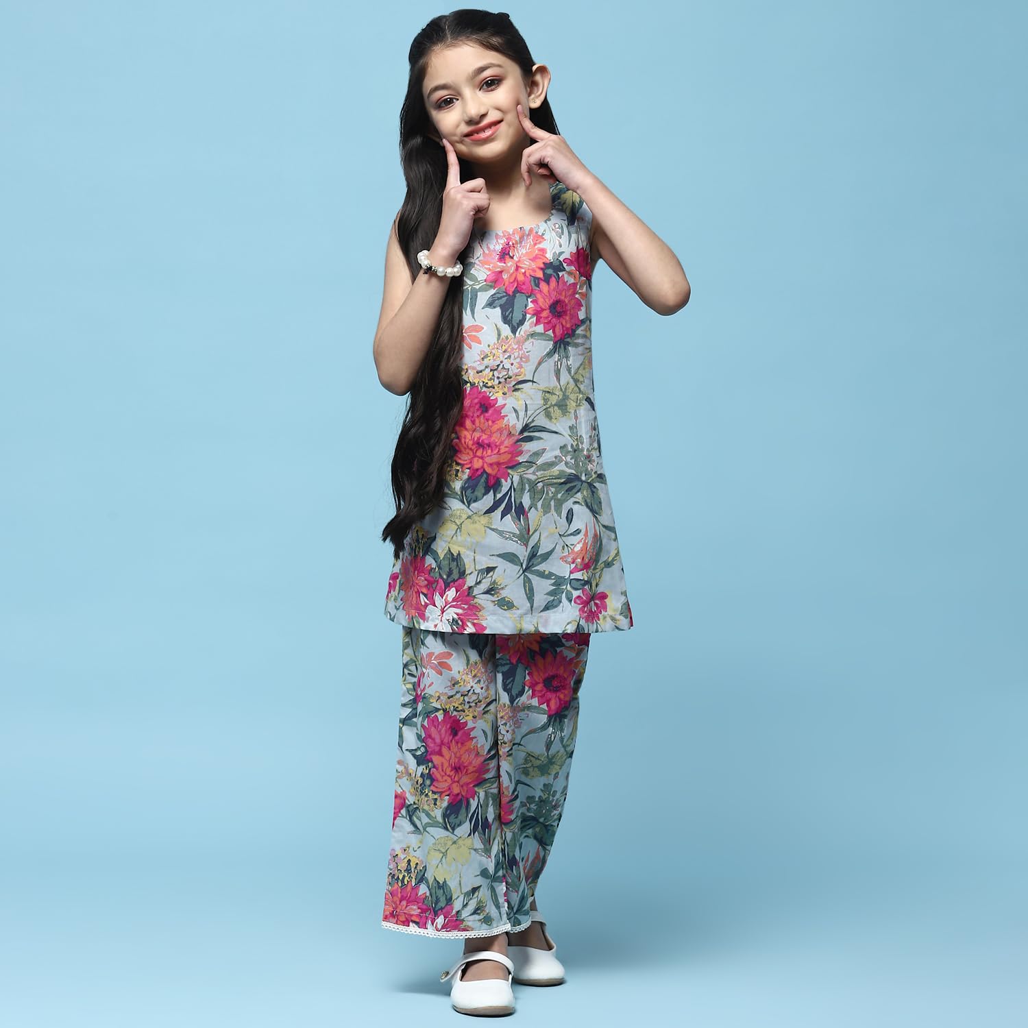 BIBA Girls PRINTED STRAIGHT KID(KWJAIPUR5936_BLUE_3) 2