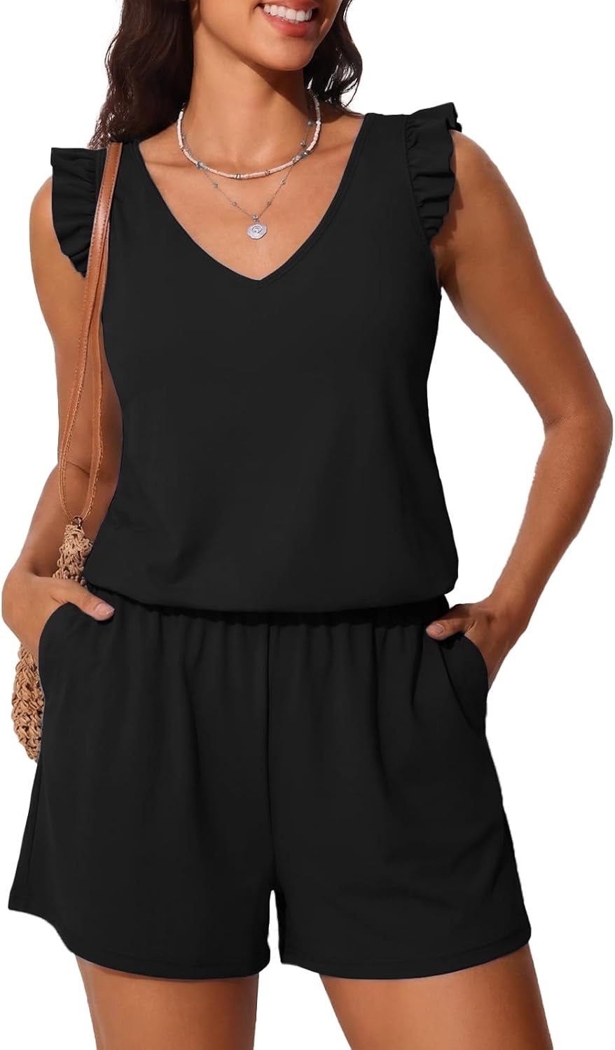 Summer Mae Ruffle Swim Romper One Piece Swimsuit Women Modest High-Back Bathing Suit with Pockets 2026 Swimwear