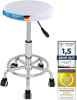 GOODS+GADGETS Ergonomie rollbarer Arbeitshocker Drehhocker Barhocker Praxishocker Rollhocker höhenverstellbar, weiß