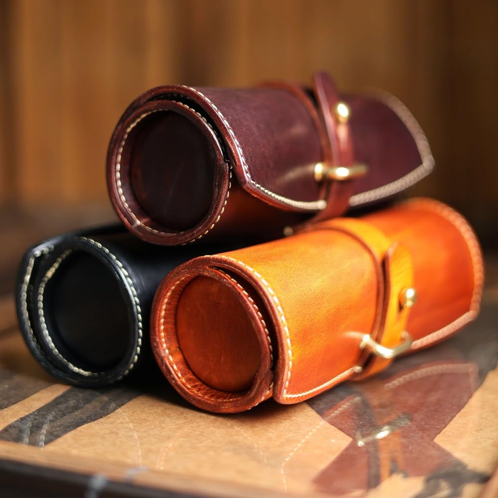Wysokiej klasy ręcznie robione etui na okulary przeciwsłoneczne, przenośne skórzane etui na okulary, modne skórzane etui na okulary w stylu retro dla mężczyzn i kobiet (Grey : B, Size : S)