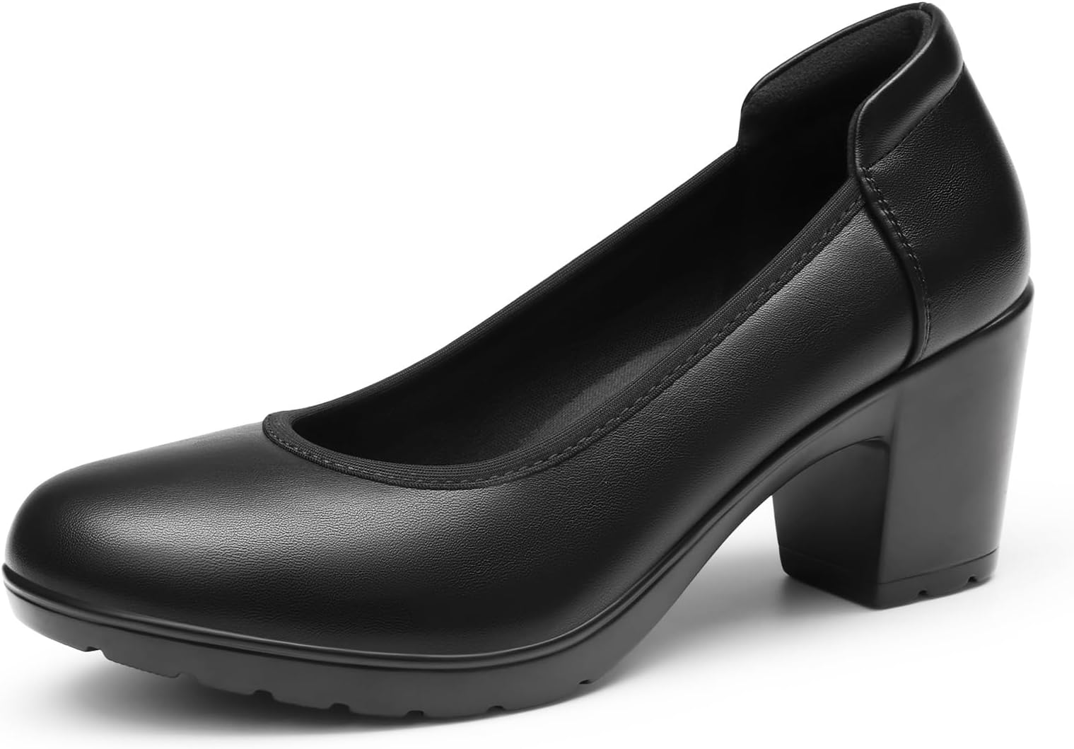 Women's Chunky Closed Toe Low Block Heels Work Pumps Comfortable Round Toe Dress Wedding Shoes