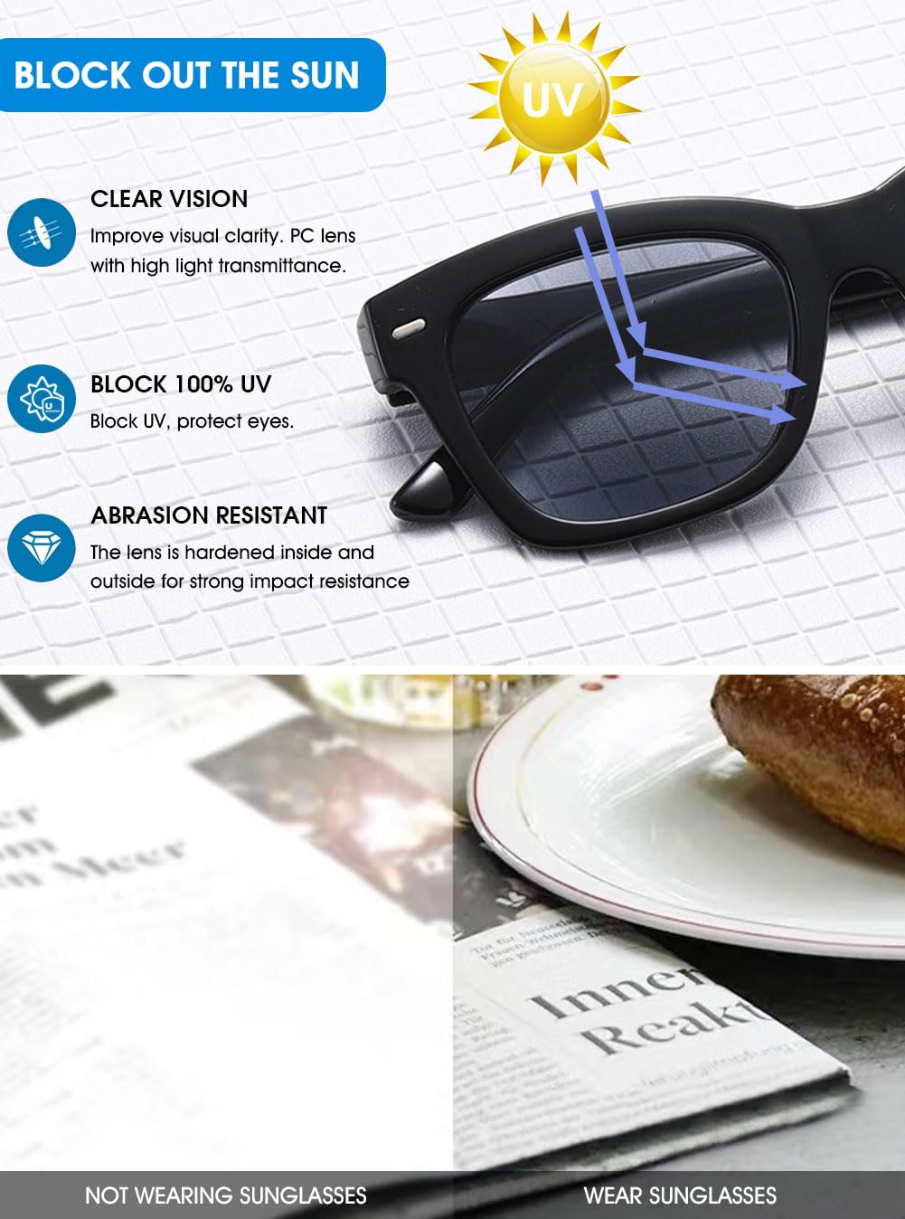 VEVESMUNDO Sonnenlesebrille Getönt Lesebrille mit Sonnenschutz Damen Herren Große Sehhilfe Sonnenbrille mit sehstärke 0,+1.0,+1.5,+2.0,+2.5,+3.0,+3.5,+4.0