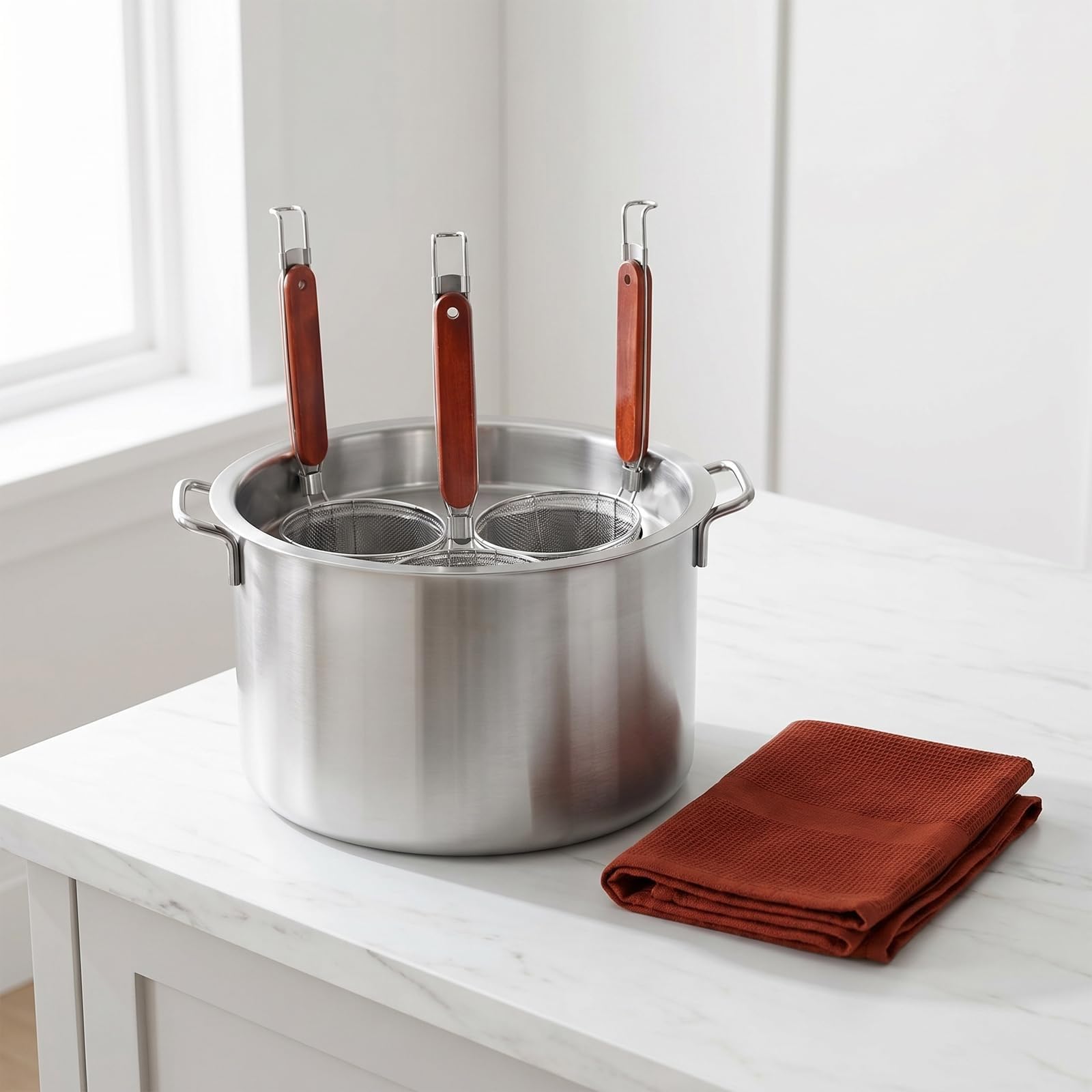Nudelkocher-Set Aus Edelstahl, Kommerzieller Suppentopf Mit Sieb Und Dampfkorb For Die Küche Zu Hause Und Im Restaurant – Nudeln Und Gemüse(5Holes)