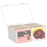 Stackable Clear Plastic CD Organizer,11.9"x 8.5"CD Storage Box, Clear CD Holder Case with Lids Store 40+ CDs, Storage Container Shelf Organizer Bin for DVDs,Video Games, Blu-ray, Books, Home, Office