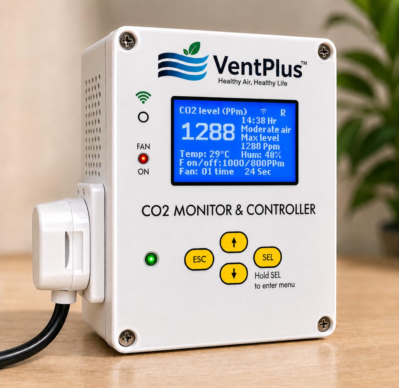 VentPlus CO2 Monitor and Controller with Remote Monitoring - Main Unit (for Homes, Offices, Mushroom Farms)-image-38
