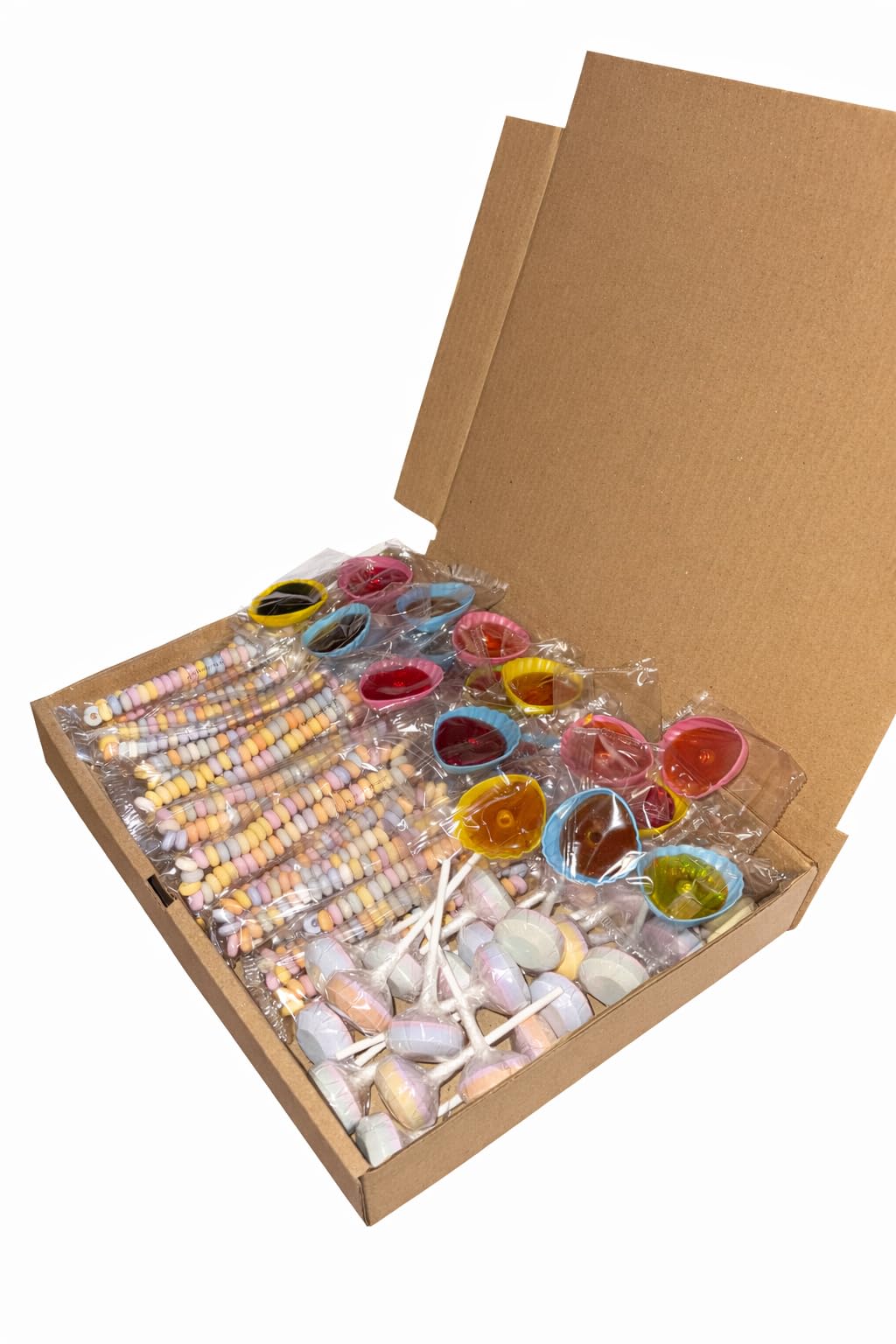 Assortiment de confiseries rétro - Box à bonbons rétro - 20 bonbons colliers - 20 bonbons roudoudous - 20 sucettes lollies - 60pièces