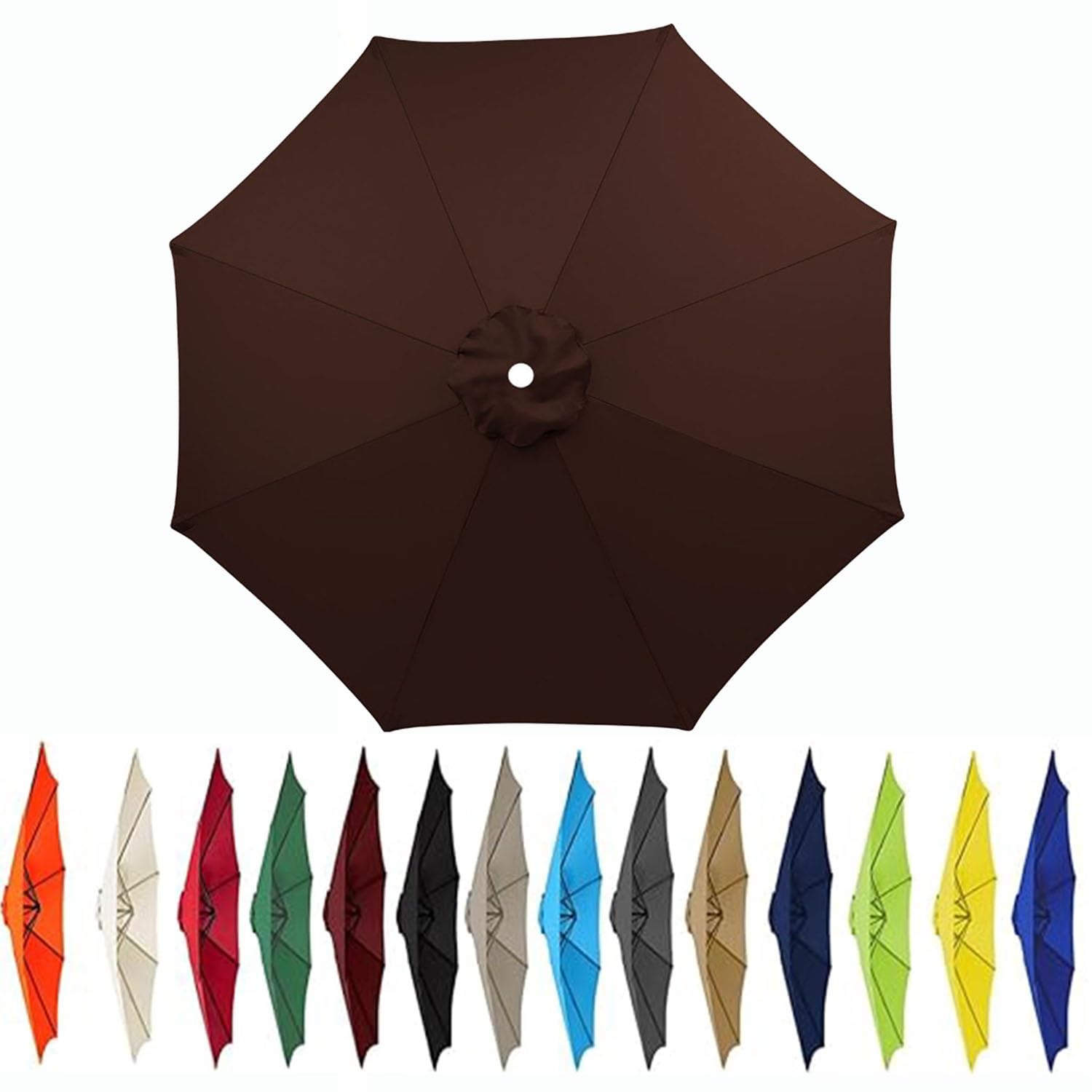 JORTUIO Outdoor Patio Umbrella Replacement Canopy,6 Ribs/8 Ribs Umbrella Canopy Cover, Protective Replacement Parasol Fabric Standby Cover,Canopy Only(Color14,9.8ft(3.0m)/6ribs)