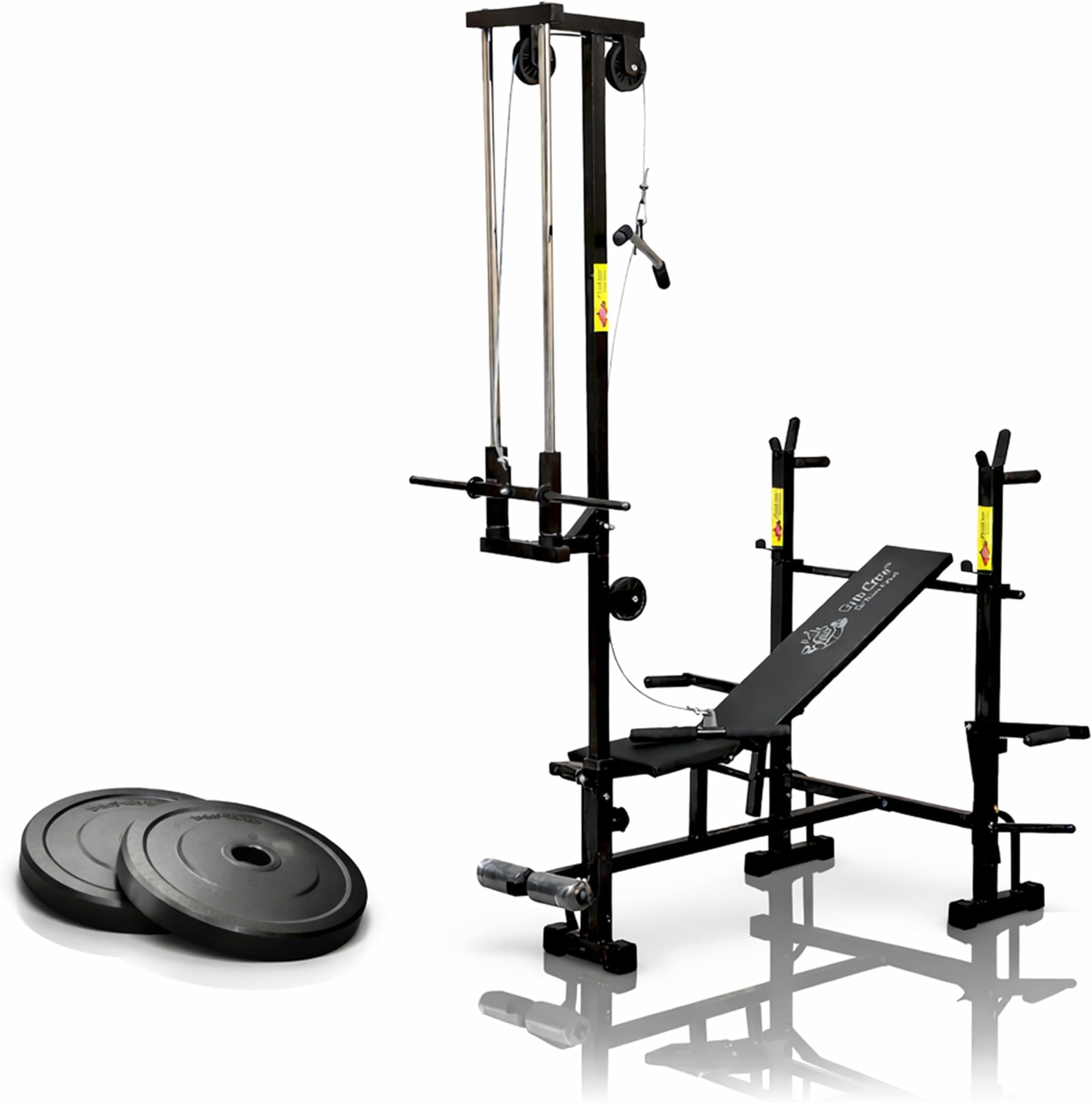 20 in 1 Single Support Multipurpose Home Gym Exercise Bench with Pulley System | Adjustable Workout Bench with Leg Extension, Weight Rods & Cable Attachment | Full Body Home Workout Equipment (20kg RUBBER Weight Plates)