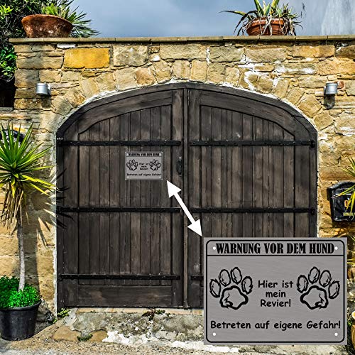 LUGUNO Warnung Vor Dem Hund Schild I Alu Hundeschild Warnschild Warnung Achtung Mein Revier-3